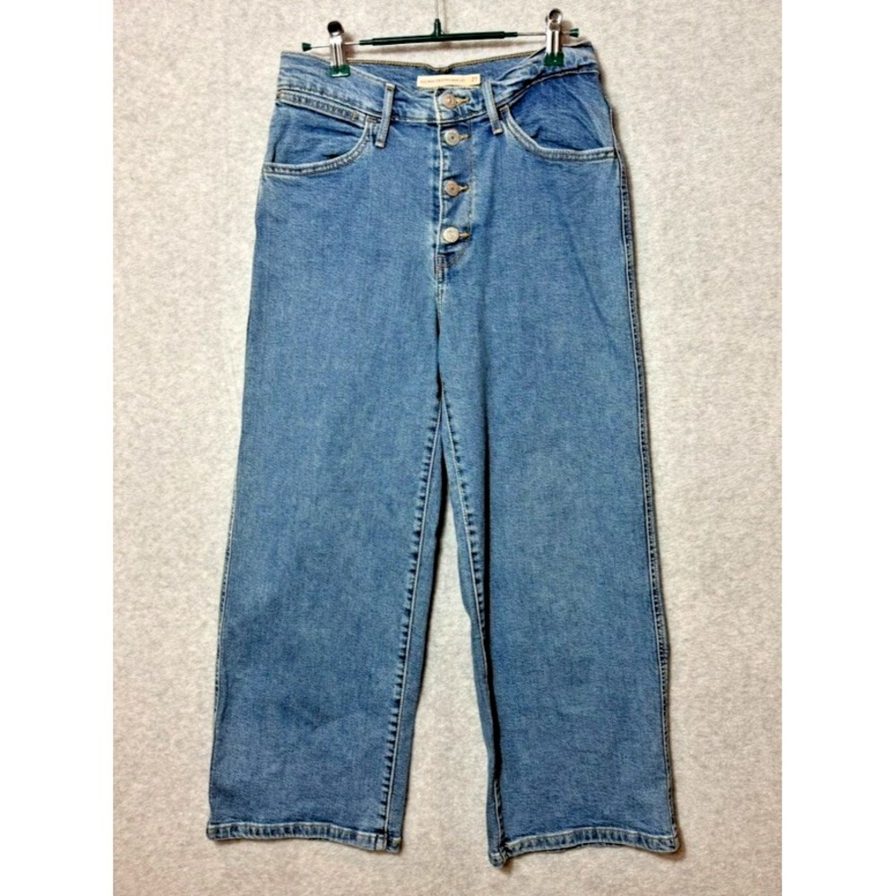 Levi's Medium Wash Button Fly Mile High Cropped Wide Leg Jeans Size 27 womens